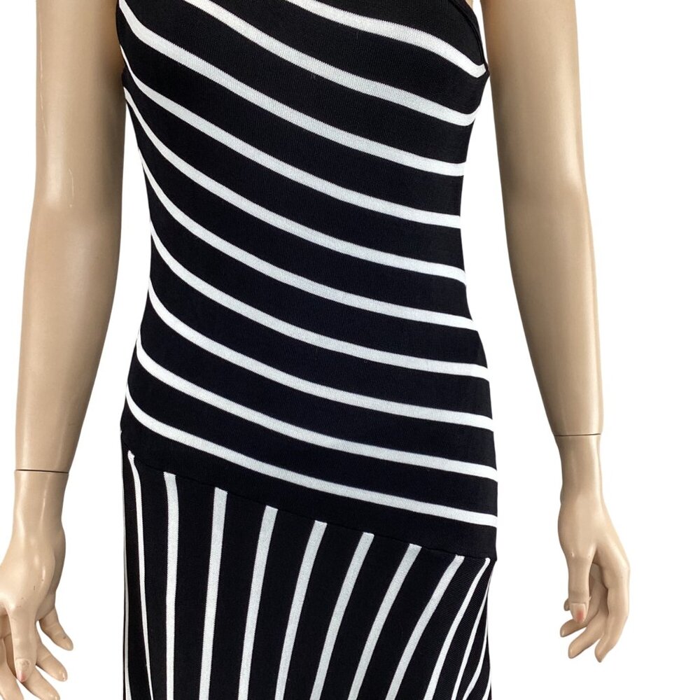 Lauren Ralph Lauren Dress Size Small Asymmetrical Black & White One-Shoulder - Picture 9 of 10